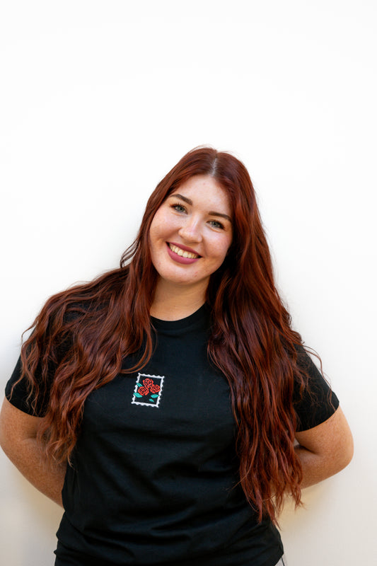 Bavlněné tričko s výšivkou Růže