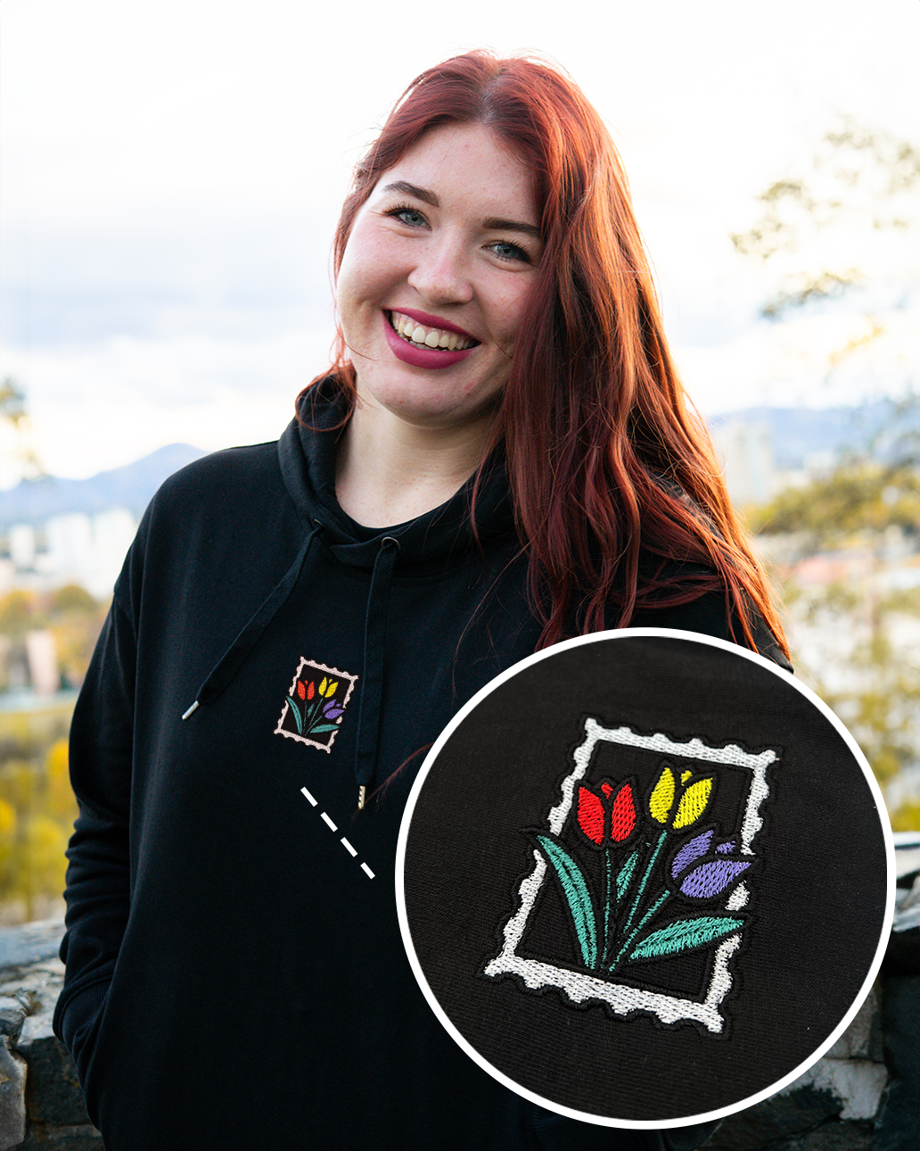 Bavlněná mikina s výšivkou Tulipány