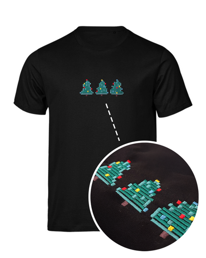 Bavlněné tričko s výšivkou Pixel Trees