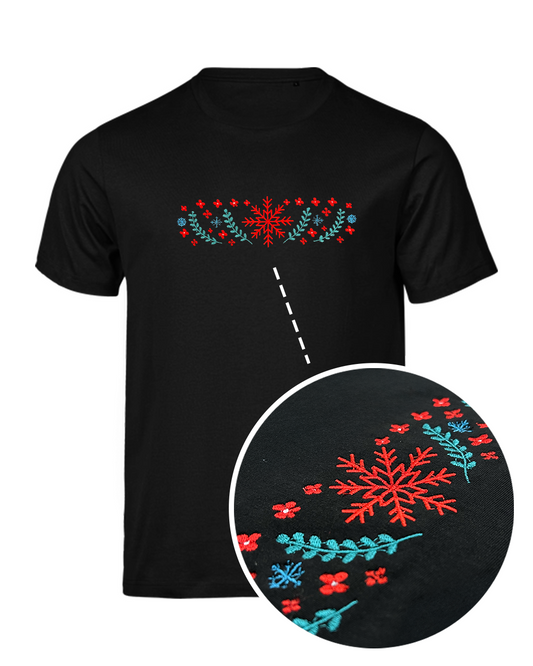 Bavlněné tričko s výšivkou Vánoční harmonie
