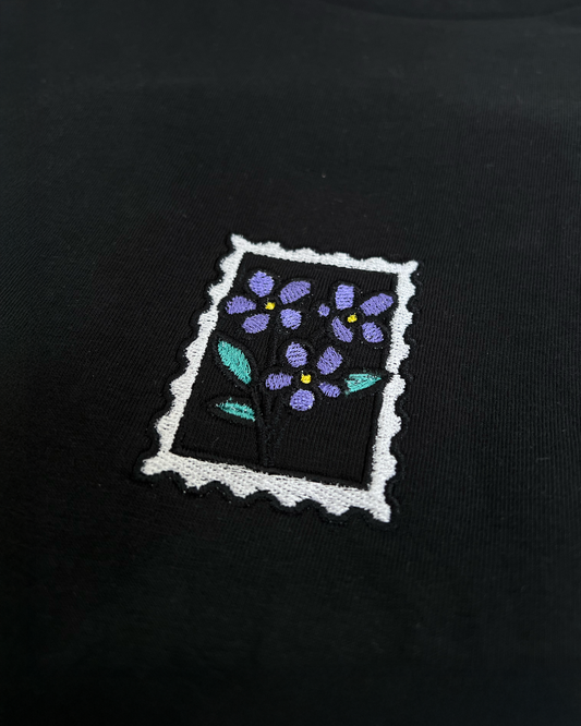 Bavlněná mikina s výšivkou Fialka